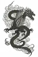 phoenix fighting dragon tattoo design idea
