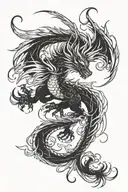 phoenix fighting dragon tattoo design idea