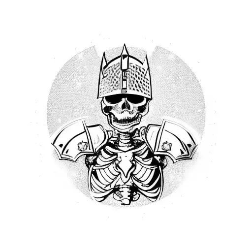 skeleton knight with jeweled armor tattoo design idea