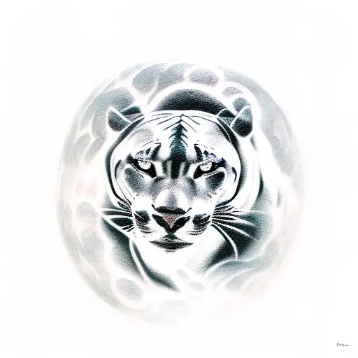 panther with full moon background  tattoo design idea