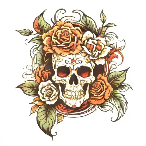 wakeboard snowboard skateboard skull roses tattoo design idea