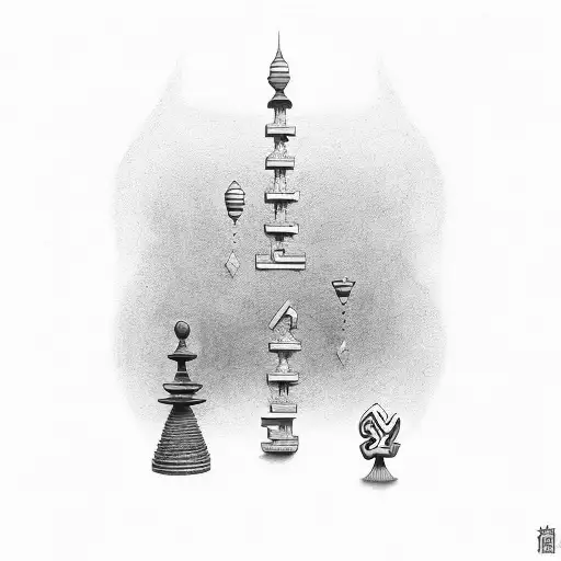 Shokamaru Nara steht auf einem Shogi Brett im Hintergrund stehen shogi Figuren  tattoo design idea