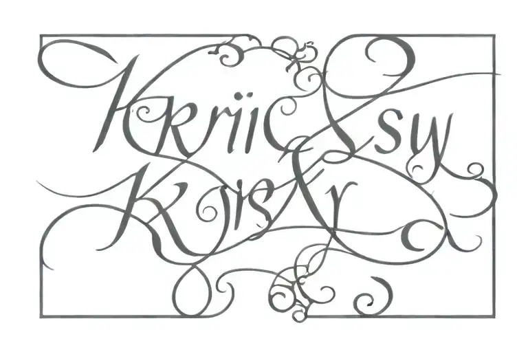krissy name tattoo fancy calligraphy PRB tattoo design idea