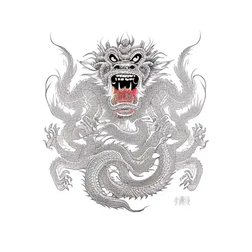 dragon monkey dog tattoo design idea