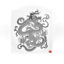 2 dragons with  monkey and dog tattoo design idea