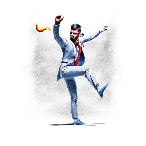man dancing with devil tattoo design idea