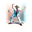 man dancing with devil tattoo design idea