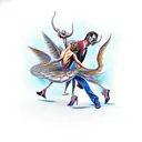 man dancing with devil tattoo design idea