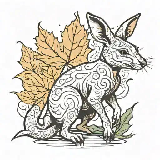 Combine the Canadian maple leaf and the Australian kangaroo in a unique design tattoo design idea