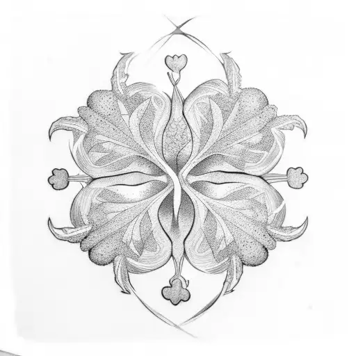 four leaf clover and Scottish thistle intertwined tattoo design idea