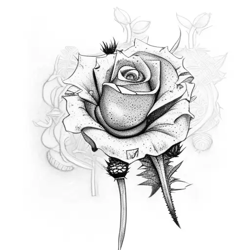 clover, Scottish thistle, rose intertwined tattoo design idea