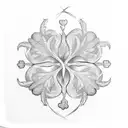 four leaf clover and Scottish thistle intertwined tattoo design idea