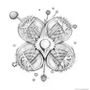 four leaf clover and Scottish thistle intertwined tattoo design idea