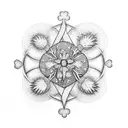 four leaf clover and Scottish thistle intertwined tattoo design idea