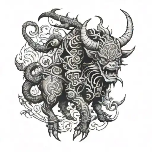mongolian devil tattoo design idea