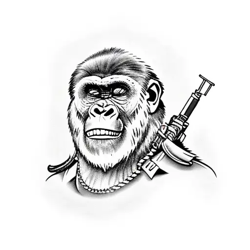 Gorilla Army general loosing tattoo design idea