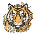 tiger represents đa, cat represents daughter tattoo design idea