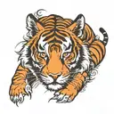 tiger represents đa, cat represents daughter tattoo design idea