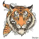 tiger represents đa, cat represents daughter tattoo design idea