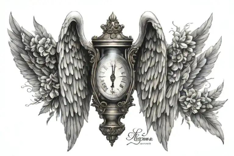 hourglass angel wings tattoo design idea