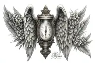 hourglass angel wings tattoo design idea