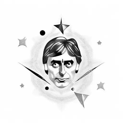 Carl Sagan's silhouette in stars tattoo design idea