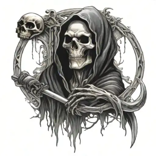 blink 182 and grim reaper tattoo design idea