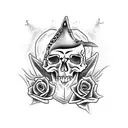 skull with roses, a crocodile, bats, pirate, and shark tattoo design idea