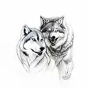 Werewolf guarding its Queen tattoo design idea