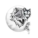 Werewolf guarding its Queen tattoo design idea