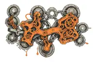 chain that extends in such a way that it's connected on 3 legs. doctor, engineer, photographer  tattoo design idea