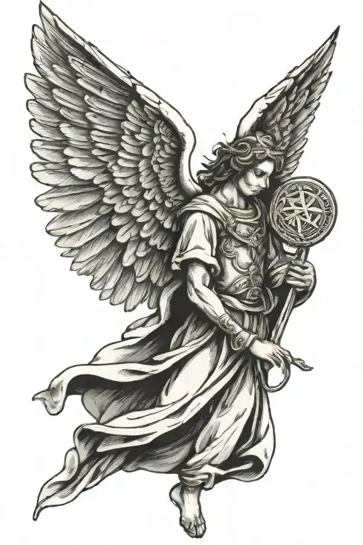 biblical angel protection symbol tattoo design idea