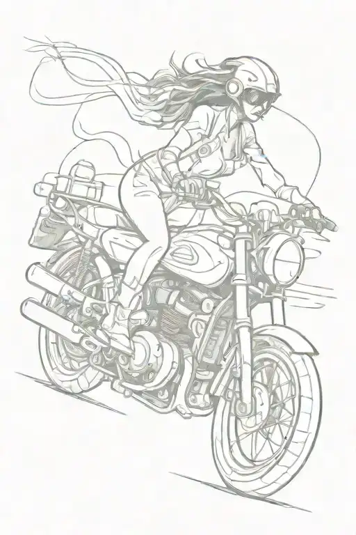 sexy woman on a motorbike tattoo design idea