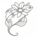 simple fish with daisy flower tattoo design idea