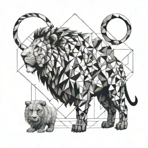 lion and lamb peacefully coexisting tattoo design idea