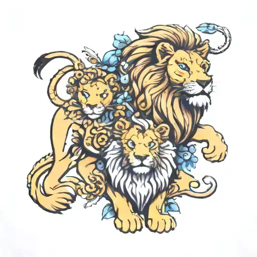 lion and lamb morphed into one piece tattoo design idea
