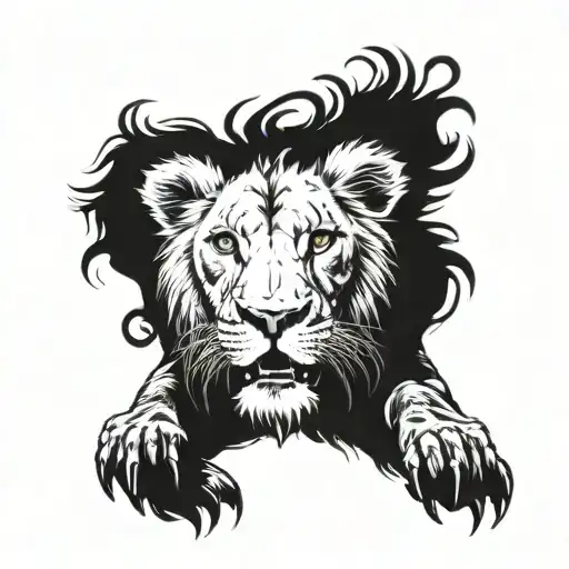 lion with mouth open, lamb coming out of lions mouth  tattoo design idea