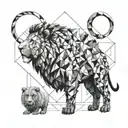 lion and lamb peacefully coexisting tattoo design idea