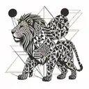 lion and lamb peacefully coexisting tattoo design idea