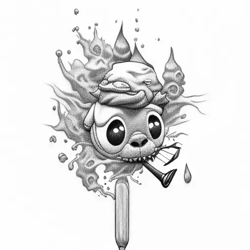 stich smooking weed  tattoo design idea