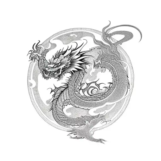dragon with wolf body tattoo design idea