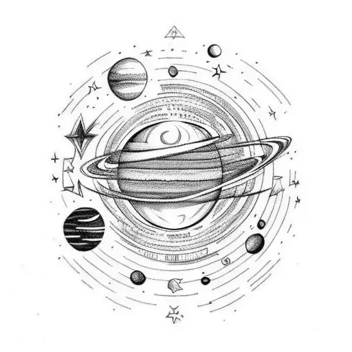 stars and planets tattoo design idea