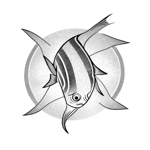 2 fish siluette father daughter tattoo design idea