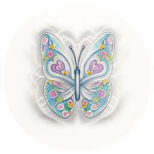 Butterfly sleeve with words " I Never Left you, Remember I Am Always With You Every Step of The Way " tattoo design idea