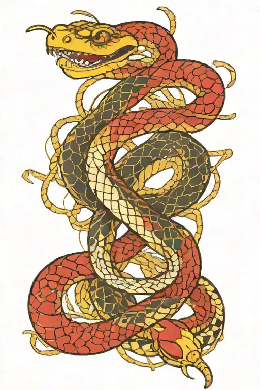 kintsugi snake wrapped tattoo design idea