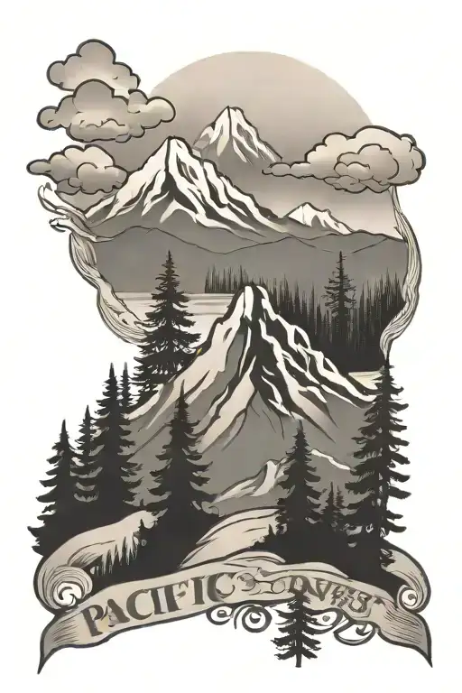pacific northwest mountian tattoo design idea