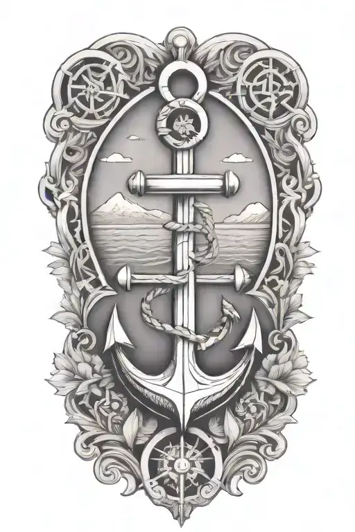 Pacific Northwest anchor black  tattoo design idea