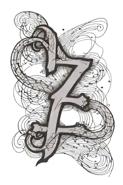 ekg line with initials: "P" "L" "R", "D", "J", "E" tattoo design idea