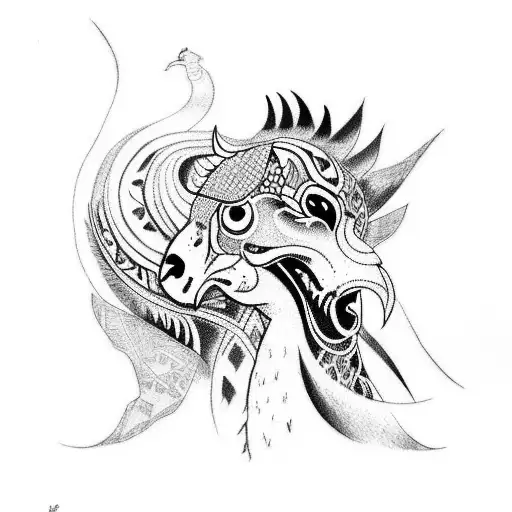 tribal tatoo with rooster, horse AND tiger tattoo design idea