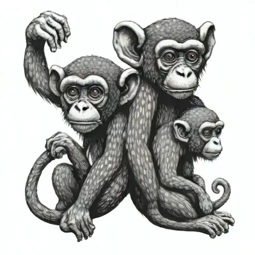 don't see don't listen don't talk. monkeys tattoo design idea